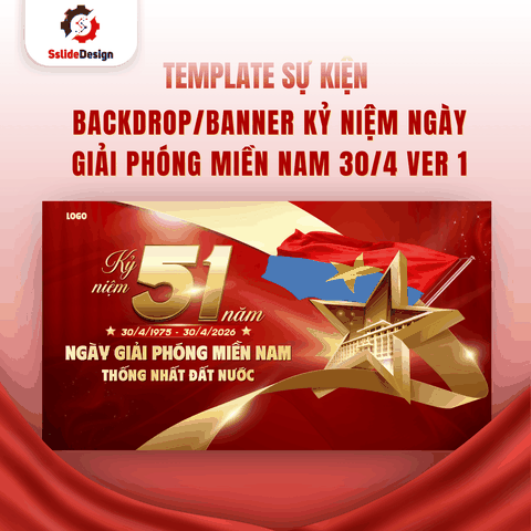 EV22 - Backdrop/Banner Kỷ niệm Ngày Giải phóng Miền Nam 30/4 ver 1