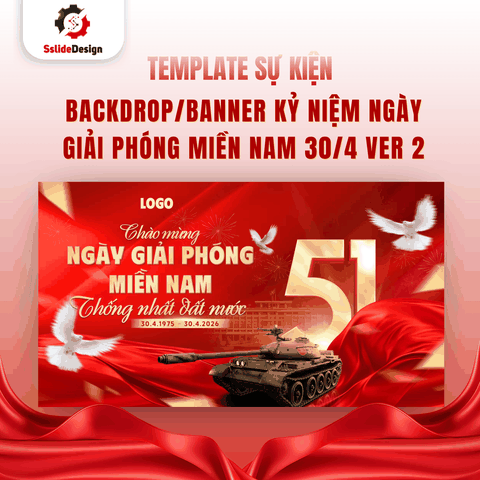 EV23 - Backdrop/Banner Kỷ niệm Ngày Giải phóng Miền Nam 30/4 ver 2