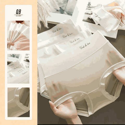 Quần lót nữ QB trơn mỏng cạp phối chữ basic đơn giản 16E