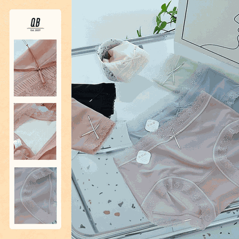 Quần lót nữ QB viền ren co giãn tôn dáng phối nơ nhỏ phong cách dễ thương 16E