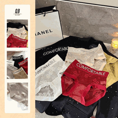 Quần lót ren nữ QB hoa nổi cạp chữ COMFORTABLE 16E