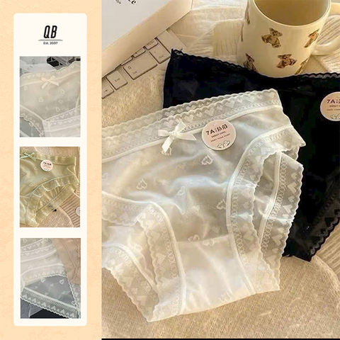 Quần lót nữ QB ren họa tiết nơ nhỏ nữ tính 16E