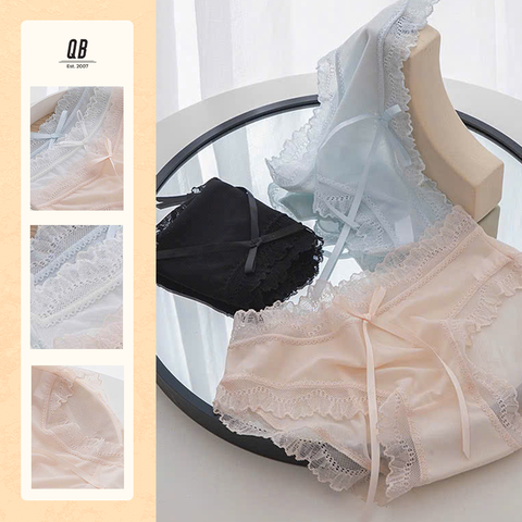 Quần lót ren nữ QB viền ren nơ nhỏ nữ tính 16E
