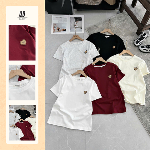 Áo nữ QB dáng ôm nhẹ phối logo trái tim nhỏ xinh phong cách nữ tính trẻ trung B8