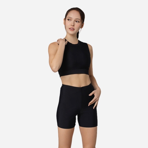 Áo Bơi Nữ Solid With Mesh - Đen
