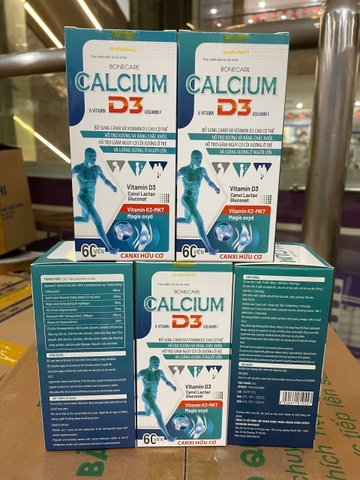 Viên uống bổ sung canxi Bonecare Calcium và vitamin D3 Aquamin F hộp 60 viên