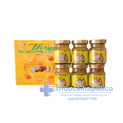 Tổ Yến Chưng Đông Trùng Hạ Thảo Like Nest Kids giúp ăn ngon, tăng sức đề kháng hộp 6 hũ