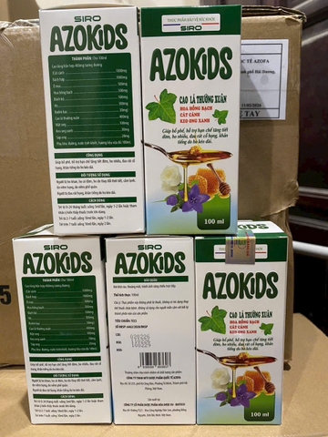 (Mua Sỉ Liên Hệ Zalo) Siro Ho Azokids giúp giúp bổ phế, hỗ trợ giảm ho, long đờm, hỗ trợ giải cảm do lạnh hộp 100 ml