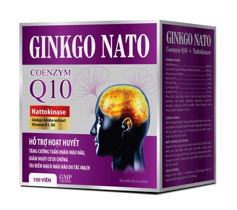 (Mua Sỉ Liên Hệ Zalo) Viên uống bổ não Ginkgo Nato Coenzym Q10 Tím giúp hoạt huyết dưỡng não, tăng cường tuần hoàn và lưu thông máu não hộp 100 viên