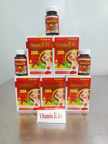 (Mua Sỉ Liên Hệ Zalo) Viên uống Vitamin E Đỏ 2000 IU giúp hỗ trợ chống oxy hóa, giúp bảo vệ và hạn chế lão hóa da, giúp da sáng, mịn hộp 30 viên