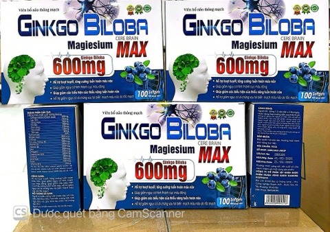 Viên uống bổ não Ginko Biloba Cere Brain Max giúp hỗ trợ tăng cường lưu thông máu não hộp 100 viên