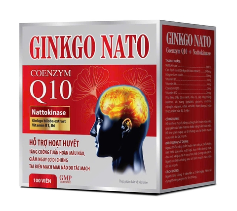(Mua Sỉ Liên Hệ Zalo) Viên uống bổ não Ginkgo Nato Coenzym Q10 Đỏ giúp hoạt huyết dưỡng não, tăng cường tuần hoàn và lưu thông máu não hộp 100 viên