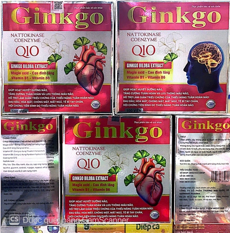 Viên uống bổ não Ginkgo Nattokinase Coenzyme Q10 giúp hỗ trợ tăng cường lưu thông máu não hộp 100 viên