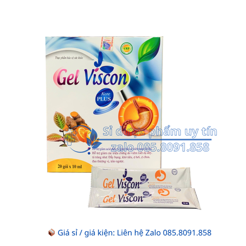 Gel Viscon Kore Plus giúp giảm đầy bụng, khó tiêu, ợ hơi, ợ chua, đau thượng vị, trào ngược hộp 20 gói