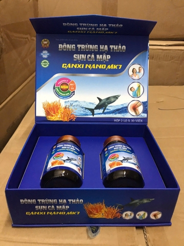 (Mua Sỉ Liên Hệ Zalo) Đông Trùng Hạ Thảo Sụn Cá Mập Canxi Nano Mk7 giúp làm trơn ổ khớp, giúp khớp vận động linh hoạt hộp 60 viên