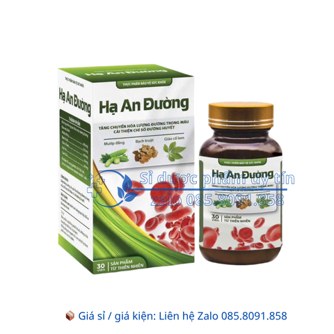 Viên uống Hạ An Đường giúp tăng cường chuyển hóa lượng đường trong máu, hỗ trợ cải thiện chỉ số đường huyết hộp 30 viên