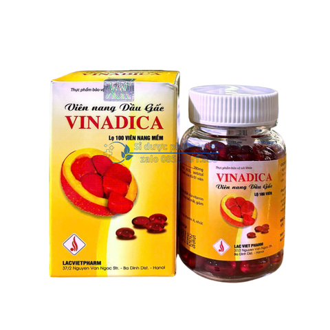 Viên nang Dầu Gấc Vinadica giúp bổ mắt, giảm khô mắt, cải thiện thị lực hộp 100 viên