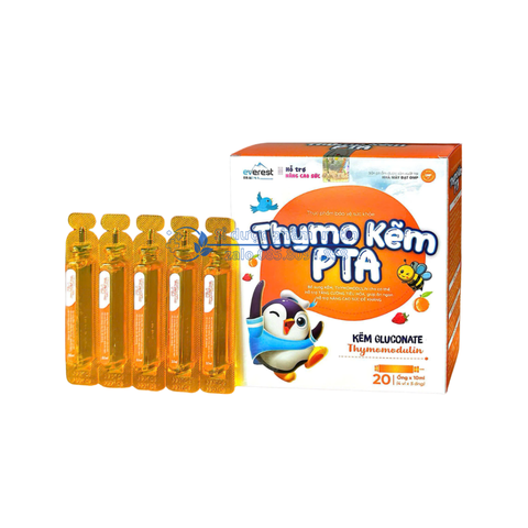 Siro Thymo Kẽm PTA giúp tăng cường tiêu hóa, giúp ăn ngon, hỗ trợ nâng cao sức đề kháng hộp 20 ống