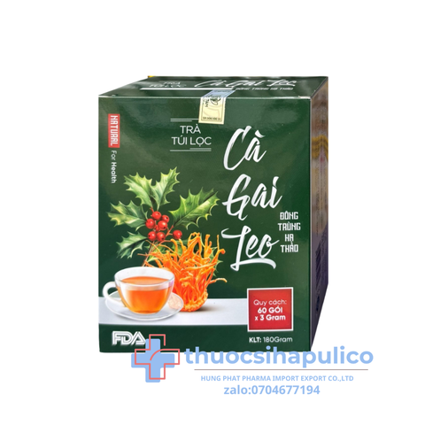 Trà Túi Lọc Cà Gai Leo Đông Trùng Hạ Thảo giúp thanh nhiệt mát gan hộp 60 gói