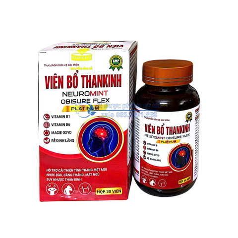 Viên Bổ Thankinh Neuromint Obisure Flex Platinum giúp cải thiện tình trạng mệt mỏi, nhức đầu, căng thẳng, mất ngủ, suy nhược thần kinh hộp 30 viên