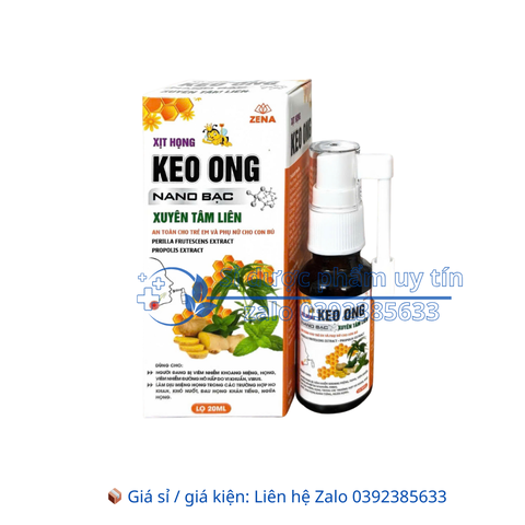 Xịt Họng Keo Ong giúp làm dịu cổ họng giảm ngứa rát cổ họng, đau họng hộp 20 ml