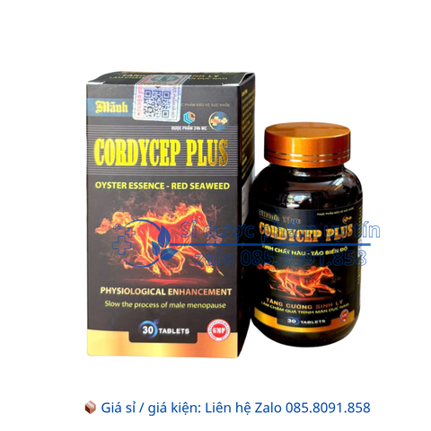 Viên uống Mãnh Lực Cordycep Plus++ giúp bổ thận, dưỡng huyết, cải thiện chức năng sinh lí hộp 30 viên