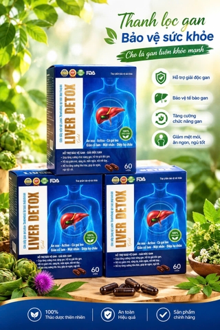 (Mua Sỉ Liên Hệ Zalo) Viên uống Liver Detox Gold giúp thanh nhiệt, giải độc gan, tăng cường chức năng gan hộp 60 viên