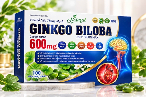 (Mua Sỉ Liên Hệ Zalo) Viên uống Bổ Não thông mạch Ginkgo Biloba Cere Brain Max Xanh Dương giúp hoạt huyết, tăng cường lưu thông máu hộp 100 viên