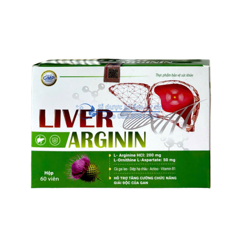Viên uống bổ gan Liver Arginin giúp thanh nhiệt, giải độc gan hộp 60 viên