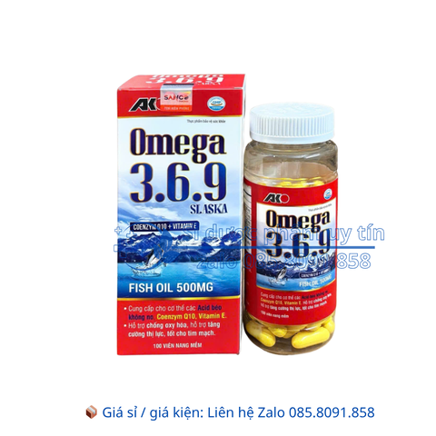 Viên uống Omega 3.6.9 Slaska Fish Oil 500mg giúp  tăng cường thị lực, tốt cho tim mạch hộp 100 viên