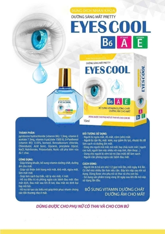 (Mua Sỉ Liên Hệ Zalo) Dưỡng sáng mắt Pretty Eyes Cool giúp bổ sung vitamin, dưỡng chất, dưỡng ẩm cho mắt, tăng cường thị lực hộp 15 ml