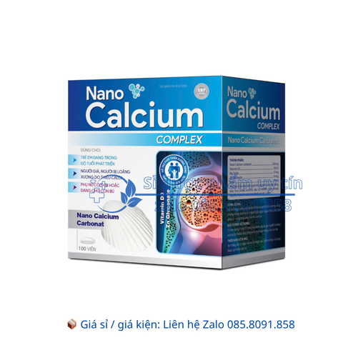 Viên uống Nano Calcium Complex giúp bổ sung canxi, chắc khoẻ xương, chống loãng xương hộp 100 viên