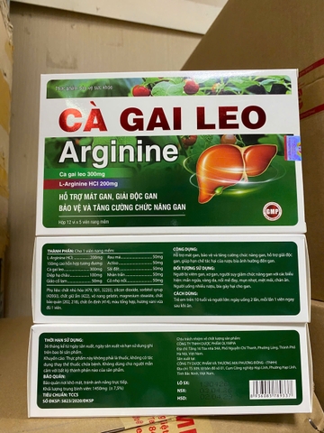 (Mua Sỉ Liên Hệ Zalo) Viên uống bổ gan Cà Gai Leo Arginine giúp thanh nhiệt, giải độc gan hộp 60 viên