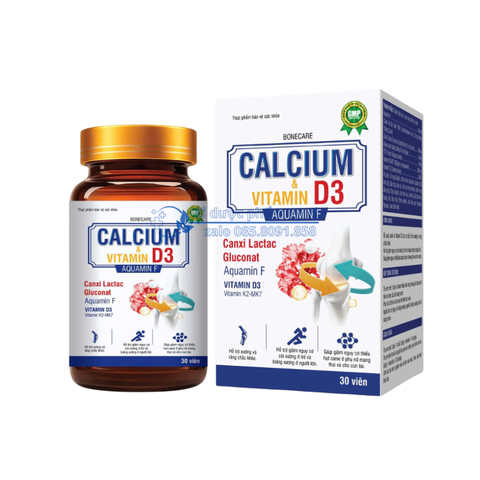 Viên uống bổ cung canxi Bonecare Calcium & Vitamin D3 Aquamin f giúp hỗ trợ xương và răng chắc khỏe hộp 30 viên