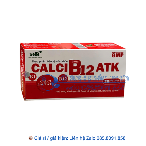 Siro Calci B12 ATK giúp bổ sung khoáng chất Calci và Vitamin B1, B12 cho cơ thể hộp 20 ống