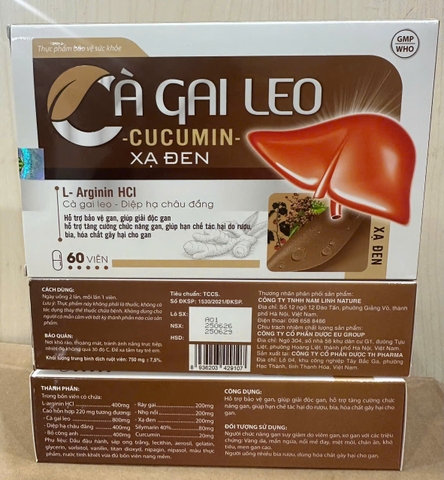 (Mua Sỉ Liên Hệ Zalo) Viên uống bổ gan Cà Gai Leo - Cucumin -  Xạ Đen giúp giải độc gan, bảo vệ gan hộp 60 viên