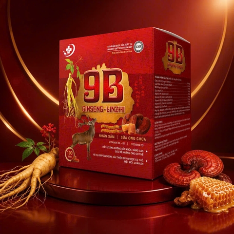 (Mua Sỉ Liên Hệ Zalo) Viên uống Vitamin 9B Ginseng - Linzhi giúp ăn ngon, giảm mệt mỏi, tăng cường sức khỏe, tăng cường sức đề kháng hộp 100 viên