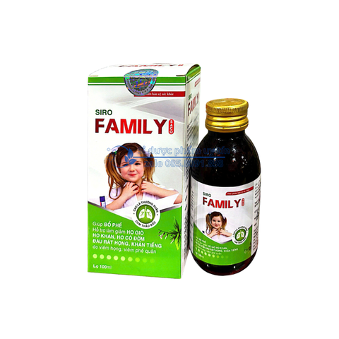 Siro Family Saco giúp bổ phế, hỗ trợ làm giảm ho gió, ho khan, ho có đờm, đau rát họng, khản tiếng do viêm họng, viêm phế quản hộp 100 ml