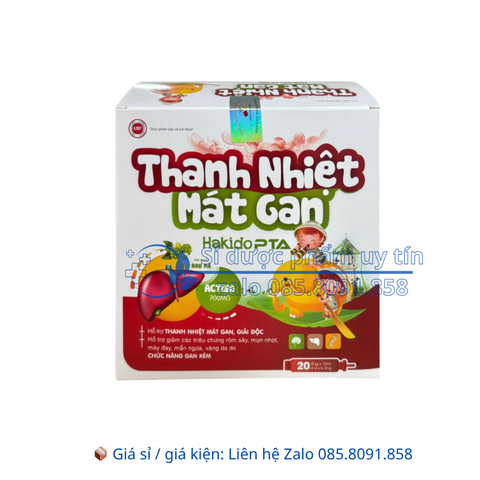 Siro Thanh Nhiệt Mát Gan Hakido PTA giúp thanh nhiệt, mát gan, giải độc gan hộp 20 ống
