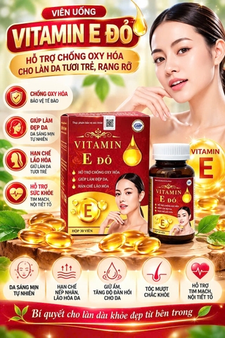 (Mua Sỉ Liên Hệ Zalo) Viên uống Vitamin E Đỏ Viên Vàng giúp hỗ trợ chống oxy hóa, giúp bảo vệ và hạn chế lão hóa da, giúp da sáng, mịn hộp 30 viên