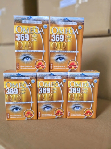 Viên uống Omega 369 Dầu Gấc Q10 giúp tốt cho mắt, giảm nguy cơ xơ vữa động mạch hộp 60 viên