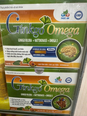 (Mua Sỉ Liên Hệ Zalo) Viên uống bổ não Ginkgo Omega giúp an thần, hỗ trợ tăng cường lưu thông máu não hộp 100 viên
