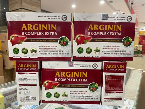 (Mua Sỉ Liên Hệ Zalo) Viên uống bổ gan Arginin B Complex Extra giúp giải độc gan và bảo vệ gan, hỗ trợ tăng cường chức năng gan hộp 60 viên