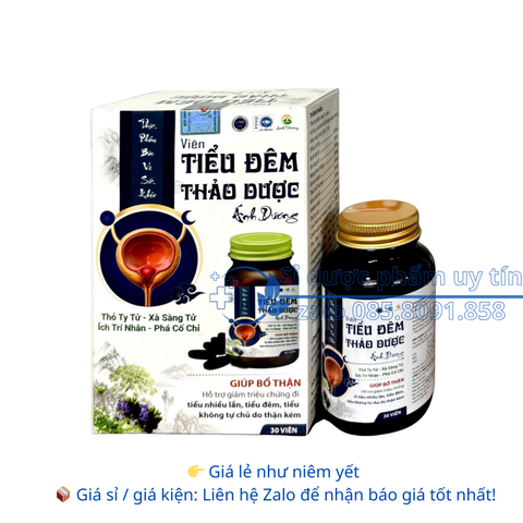 Viên Tiểu Đêm Thảo Dược Ánh Dương giúp bổ thận, hỗ trợ giảm đi tiểu nhiều lần, tiểu đêm, tiểu không tự chủ do thận kém hộp 30 viên