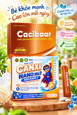 (Mua Sỉ Liên Hệ Zalo) Siro Bone care Canxi Nano MK7 Aquamin F Sữa Non Yến Sào Siêu Nhân giúp bổ sung canxi, chắc khoẻ xương hộp 20 ống