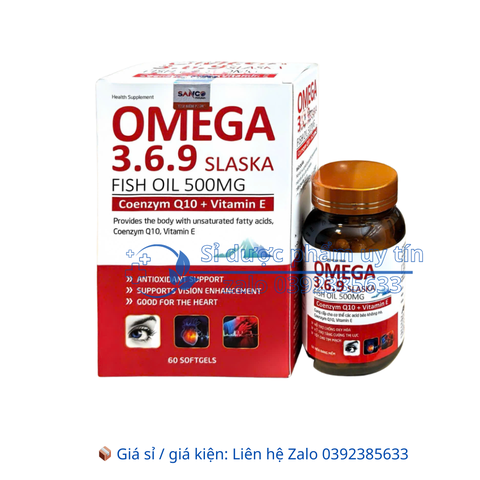 Viên uống Omega 3.6.9 Slaska Fish Oil 500mg giúp tăng cường thị lực, tốt cho tim mạch hộp 60 viên