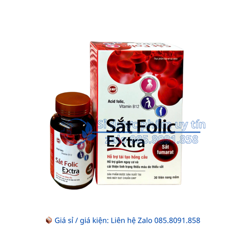 Viên uống Sắt Folic Extra giúp bổ sung sắt, acid folic và vitamin hộp 30 viên