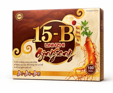 (Mua Sỉ Liên Hệ Zalo) Viên uống bổ sung vitamin cho cơ thể Vitamin 15-B Ginseng - Linzhi giúp tăng đề kháng, giảm mệt mỏi hộp 60 viên