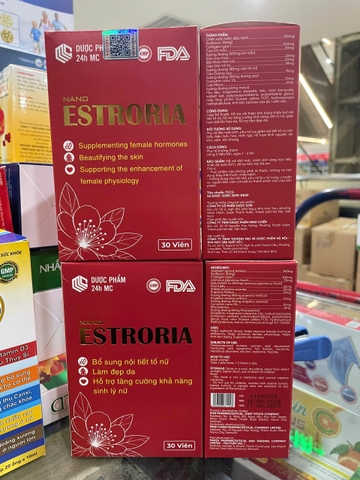 Viên uống Nano Estroria giúp tăng nội tiết, giảm lão hoá da, sáng đẹp da hộp 30 viên