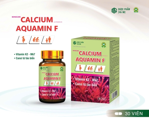 (Mua Sỉ Liên Hệ Zalo) Viên uống bổ cung canxi Bonecare Calcium & Vitamin D3 Aquamin F giúp hỗ trợ xương và răng chắc khỏe hộp 30 viên